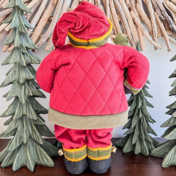 Traditional Cloth Santa Claus w/ Artsy Wool Blend Quilted Patchwork Style, 20" - Picture 7 of 11